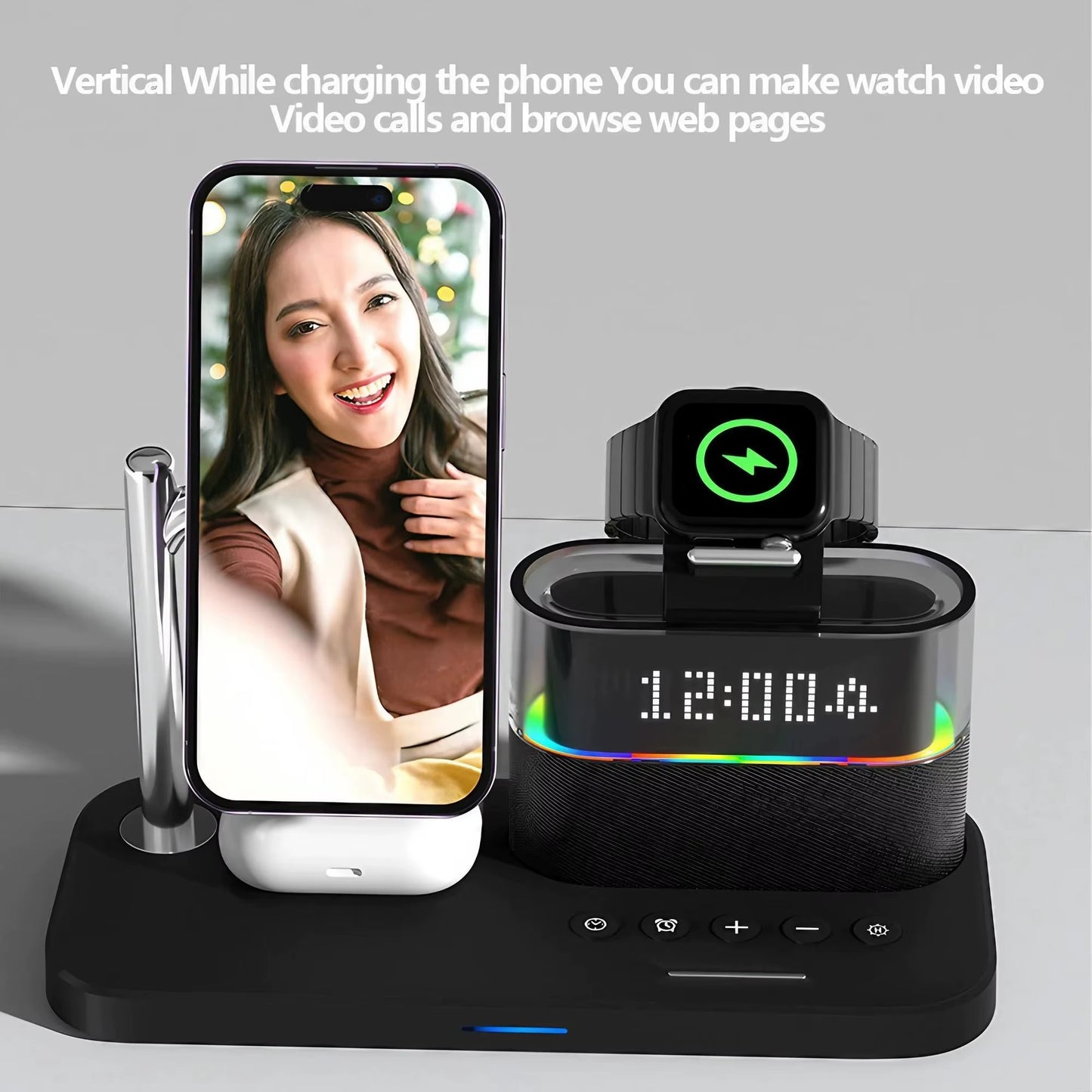 Magnetic Wireless Charging Stand for Iphone 15/14/13/12, Iwatch Ultra/8/7/6/5, Airpods 3/2/Pro, Samsung