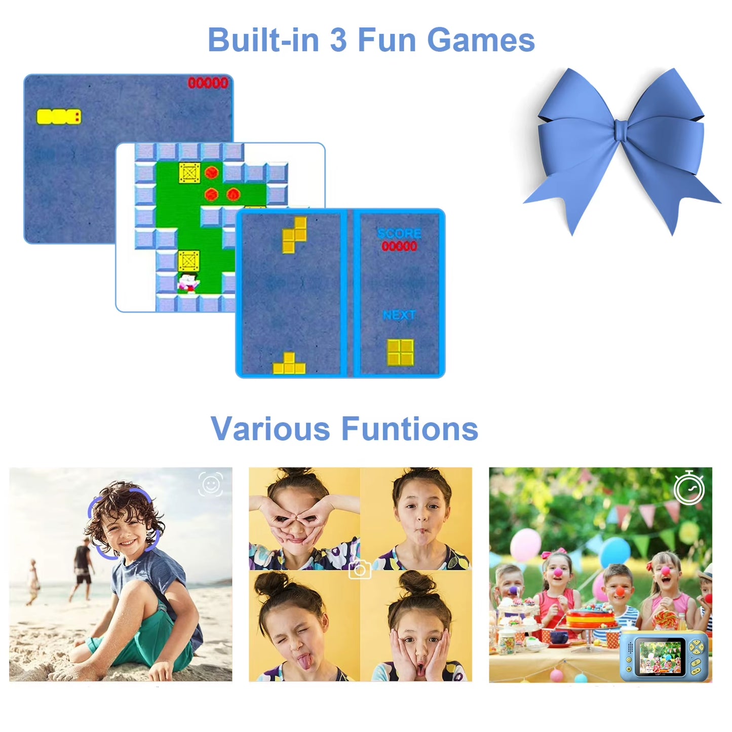 Kids Digital Camera Mini Video Camera for Kids 1080P 40MP with Mini Tripod Birthday Christmas Gift for Boys Girls Kids