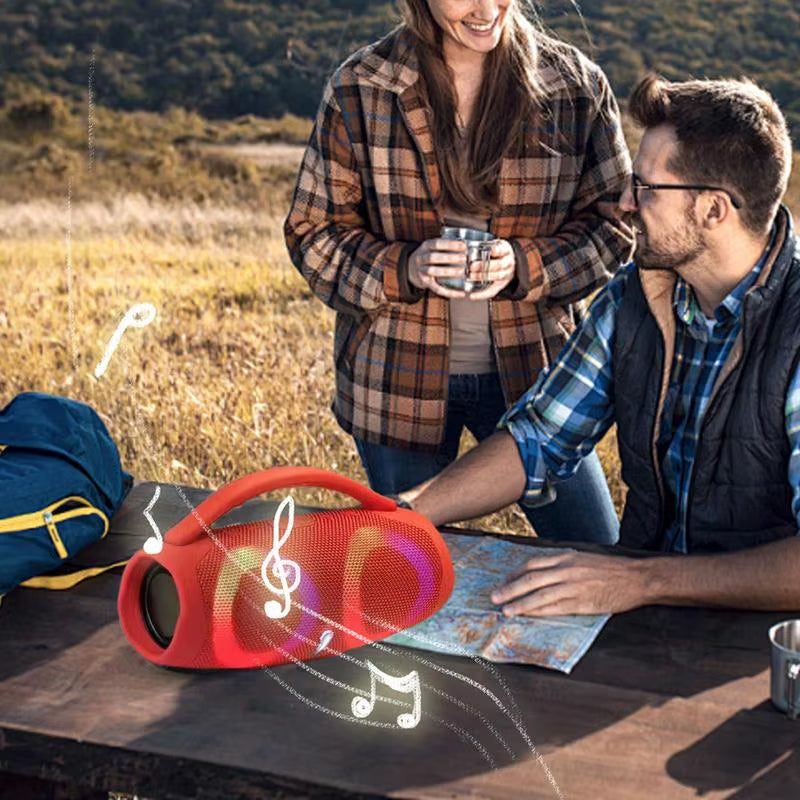 Portable Waterproof High Power Bluetooth Speaker RGB Colorful Light Wireless Subwoofer 360 Stereo Surround TWS FM Boombox