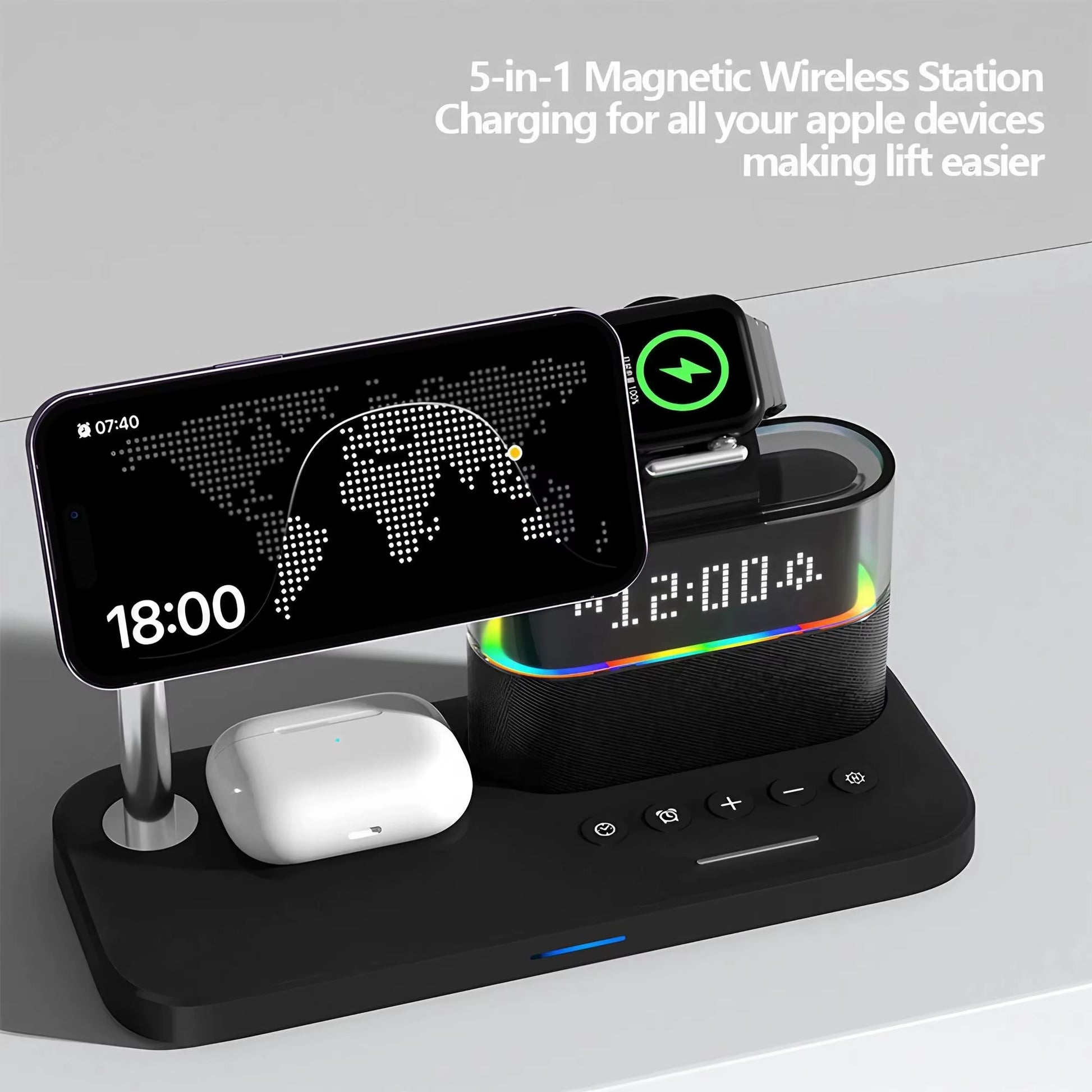 Magnetic Wireless Charging Stand for Iphone 15/14/13/12, Iwatch Ultra/8/7/6/5, Airpods 3/2/Pro, Samsung