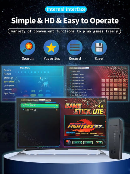 M8 Video Game Console 2.4G Double Wireless Controller Game Stick 4K 10000 Games 64GB 32GB Retro Games for PS1/GBA Boy Gift