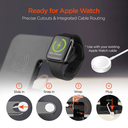 Hypergear 3-In-1 Wireless Charging Dock Black (15328-HYP)