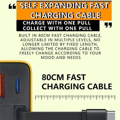 Tobrbe 80W Gan 3-In-1 Charger with Foldable Plug, Dual Ports Wall Charger for Laptops, Phones, Tablets, Portable Yellow Charging Block