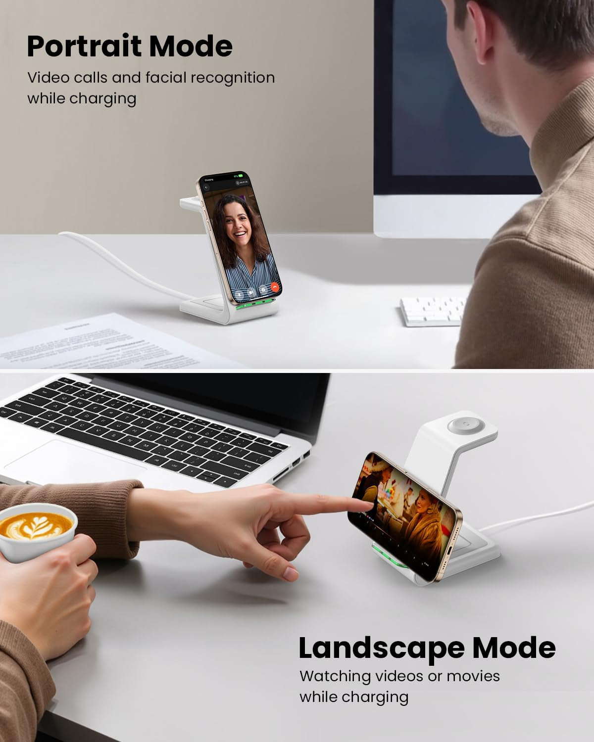 3 in 1 Wireless Charging Station for Apple, Fast Wireless Charger Stand Dock for Iphone 16 15 14 13 12 11 Pro Max plus XR XS X, Apple Watch Ultra/9/Se/8/7/6/5/4/3/2, Airpods Pro/4/3/2
