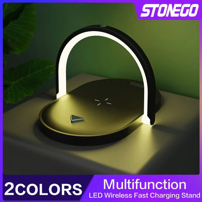 3 in 1 Foldable Bedside Night Light Wireless Charging Station  LED Reading Table Lamp 15W Fast Charging Wireless Charger