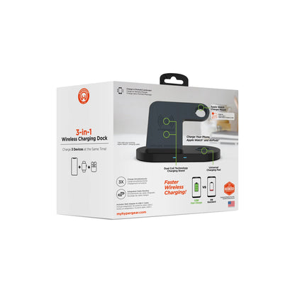Hypergear 3-In-1 Wireless Charging Dock Black (15328-HYP)