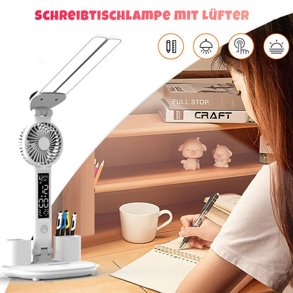 3In1 Multifunction LED Desk Lamp Double Headed Folding Light with Wireless Charger Dimmable Eye-Caring USB Rechargeable Office
