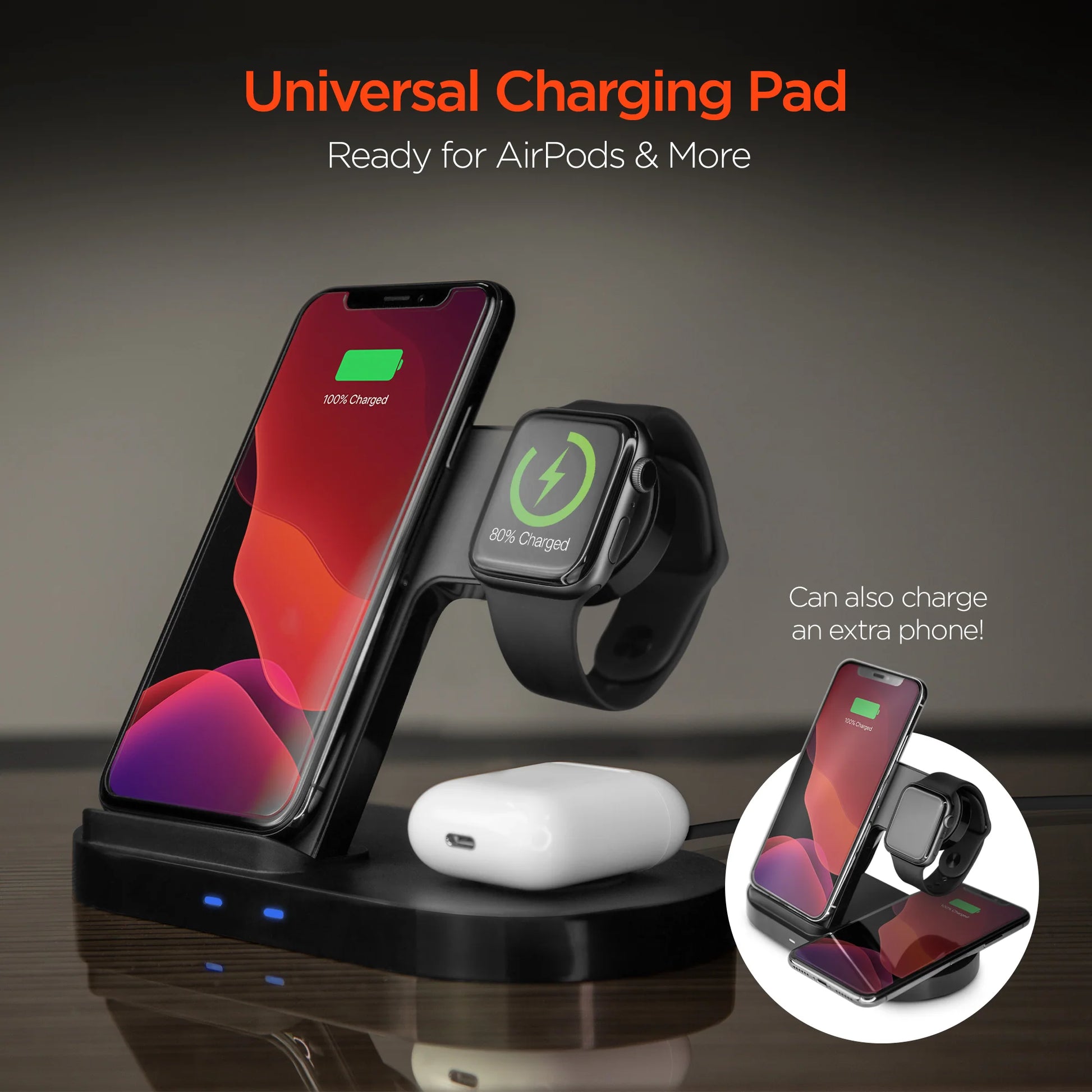 Hypergear 3-In-1 Wireless Charging Dock Black (15328-HYP)