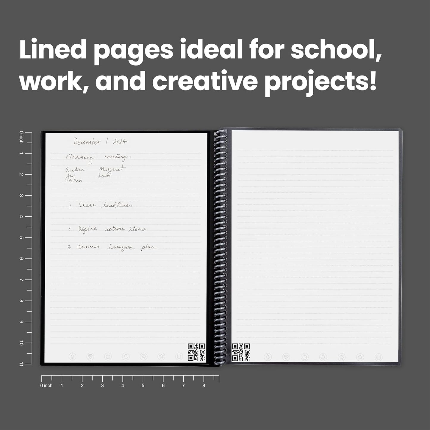 Core Reusable Spiral Notebook, Letter Size 8.5X11, Teal - Lined Pages, App-Connected, Erasable, Durable Cover, Ideal for School, Work, and Creative Projects