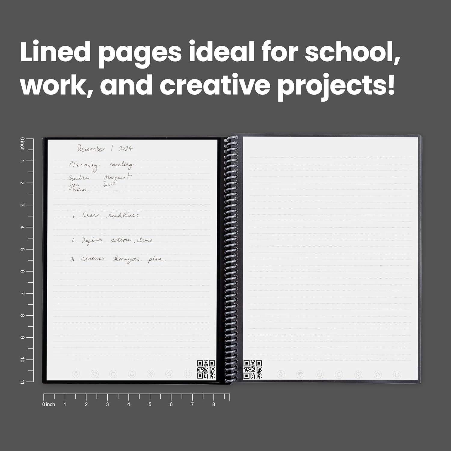 Core Reusable Spiral Notebook, Letter Size 8.5X11, Teal - Lined Pages, App-Connected, Erasable, Durable Cover, Ideal for School, Work, and Creative Projects