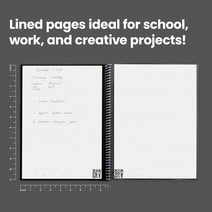 Core Reusable Spiral Notebook, Letter Size 8.5X11, Teal - Lined Pages, App-Connected, Erasable, Durable Cover, Ideal for School, Work, and Creative Projects