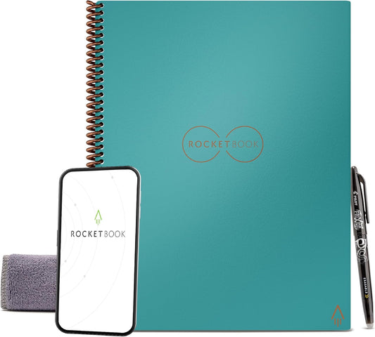 Core Reusable Spiral Notebook, Letter Size 8.5X11, Teal - Lined Pages, App-Connected, Erasable, Durable Cover, Ideal for School, Work, and Creative Projects