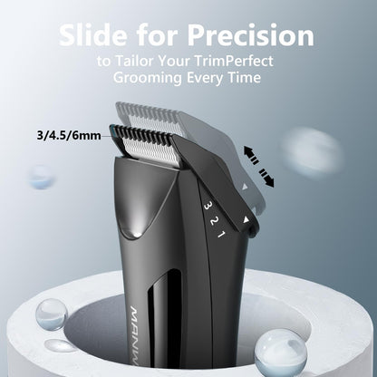 Body Hair Trimmer Men - Ball Trimmer Men, 2 Replaceable Ceramic Blades, Waterproof Pubic Trimmer with Charging Dock, Rechargeable, 7000RPM