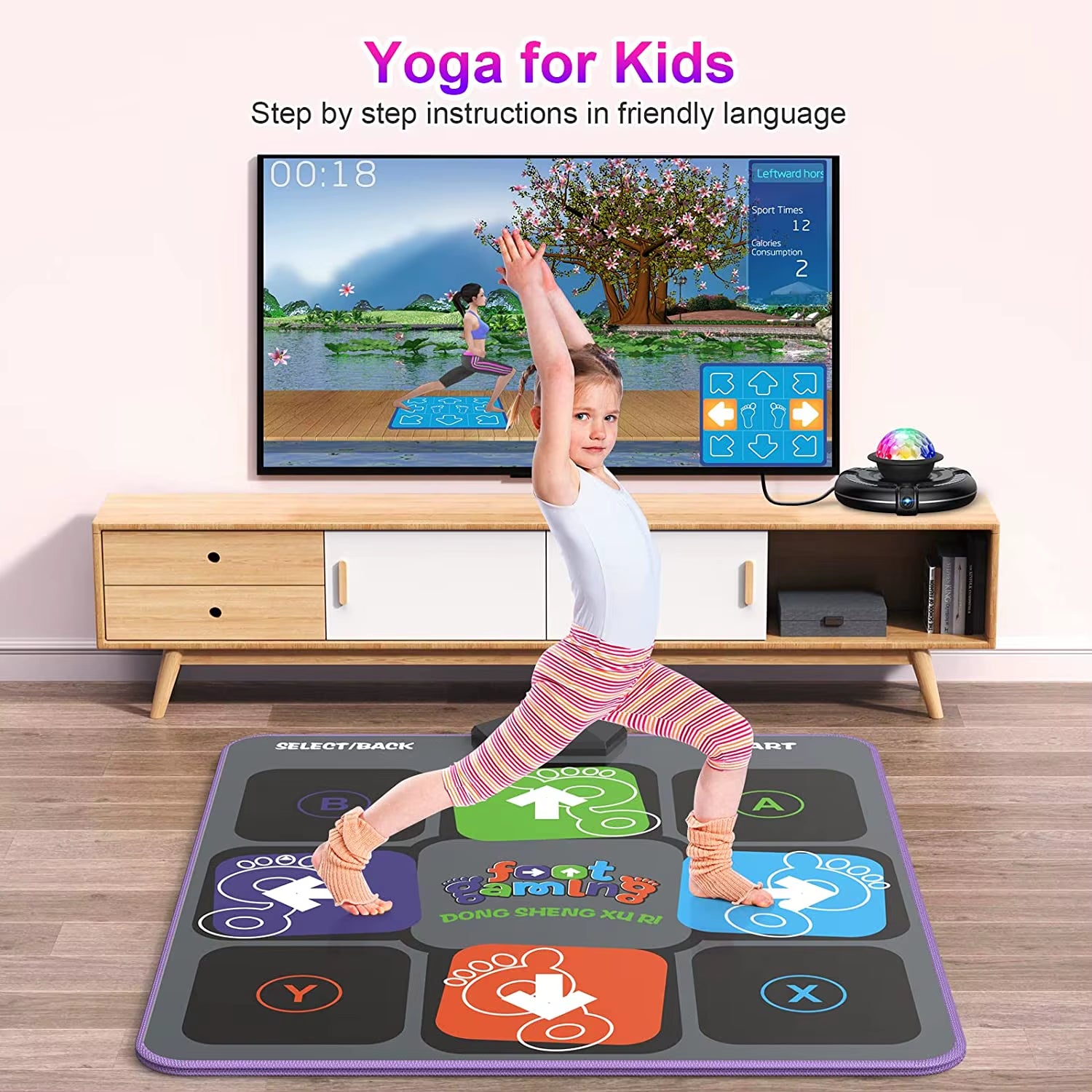 Dance Mat Game for TV/PC Family Sports Video Game Anti-Slip Music Fitness Carpet Wireless Double Controller Folding Dancing Pad