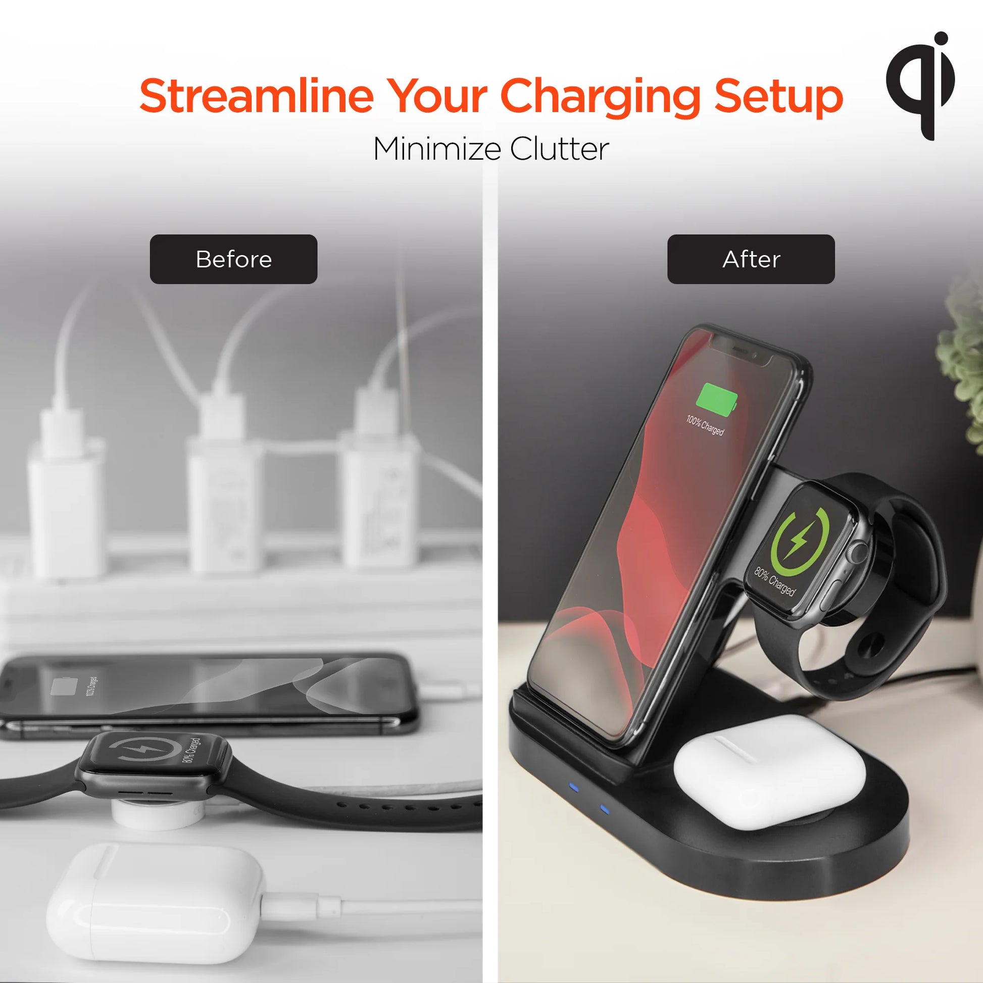 Hypergear 3-In-1 Wireless Charging Dock Black (15328-HYP)