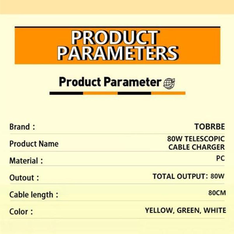 Tobrbe 80W Gan 3-In-1 Charger with Foldable Plug, Dual Ports Wall Charger for Laptops, Phones, Tablets, Portable Yellow Charging Block