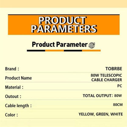 Tobrbe 80W Gan 3-In-1 Charger with Foldable Plug, Dual Ports Wall Charger for Laptops, Phones, Tablets, Portable Yellow Charging Block