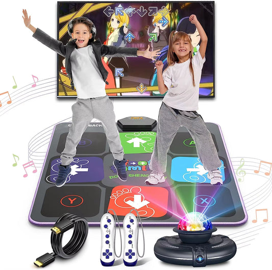Dance Mat Game for TV/PC Family Sports Video Game Anti-Slip Music Fitness Carpet Wireless Double Controller Folding Dancing Pad