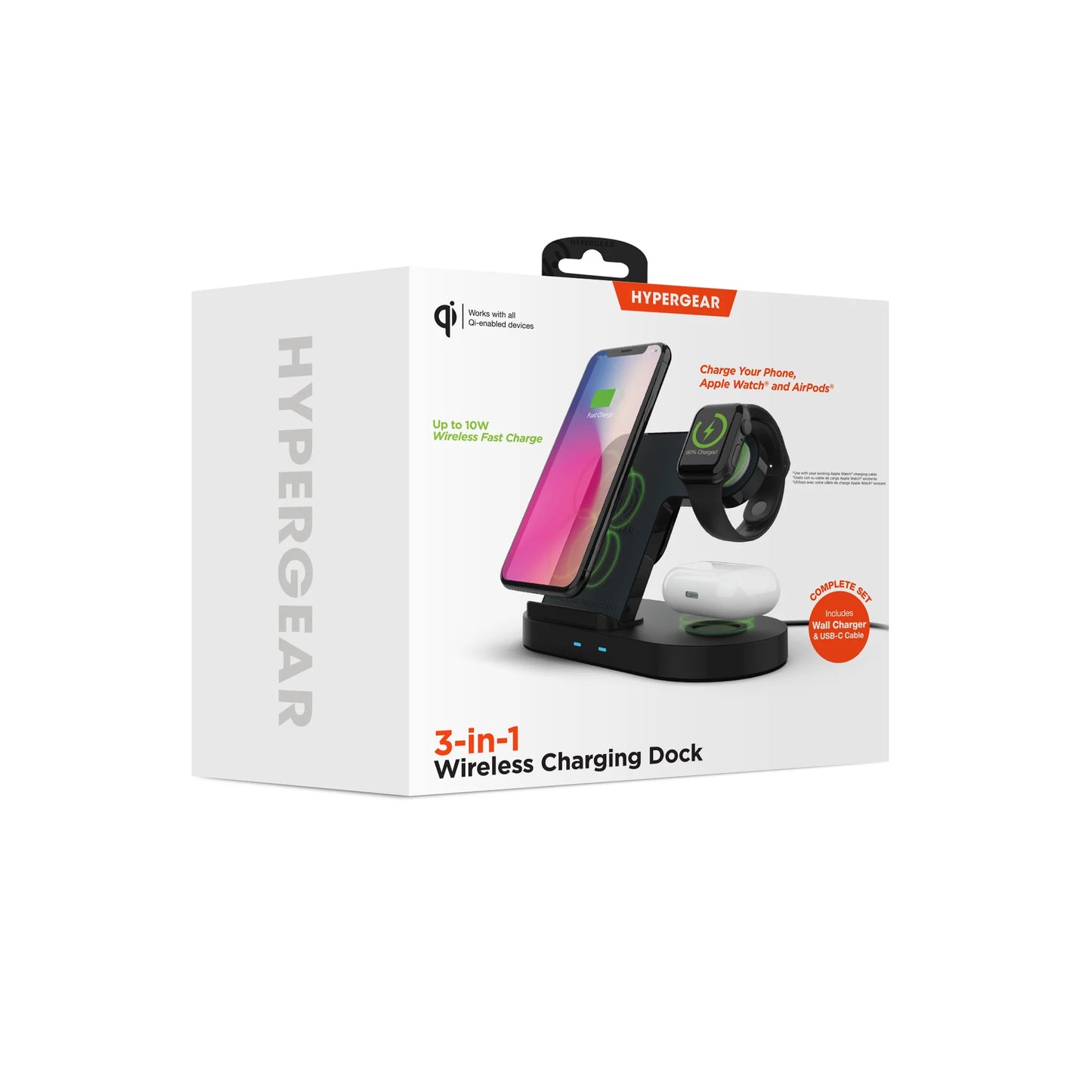 Hypergear 3-In-1 Wireless Charging Dock Black (15328-HYP)