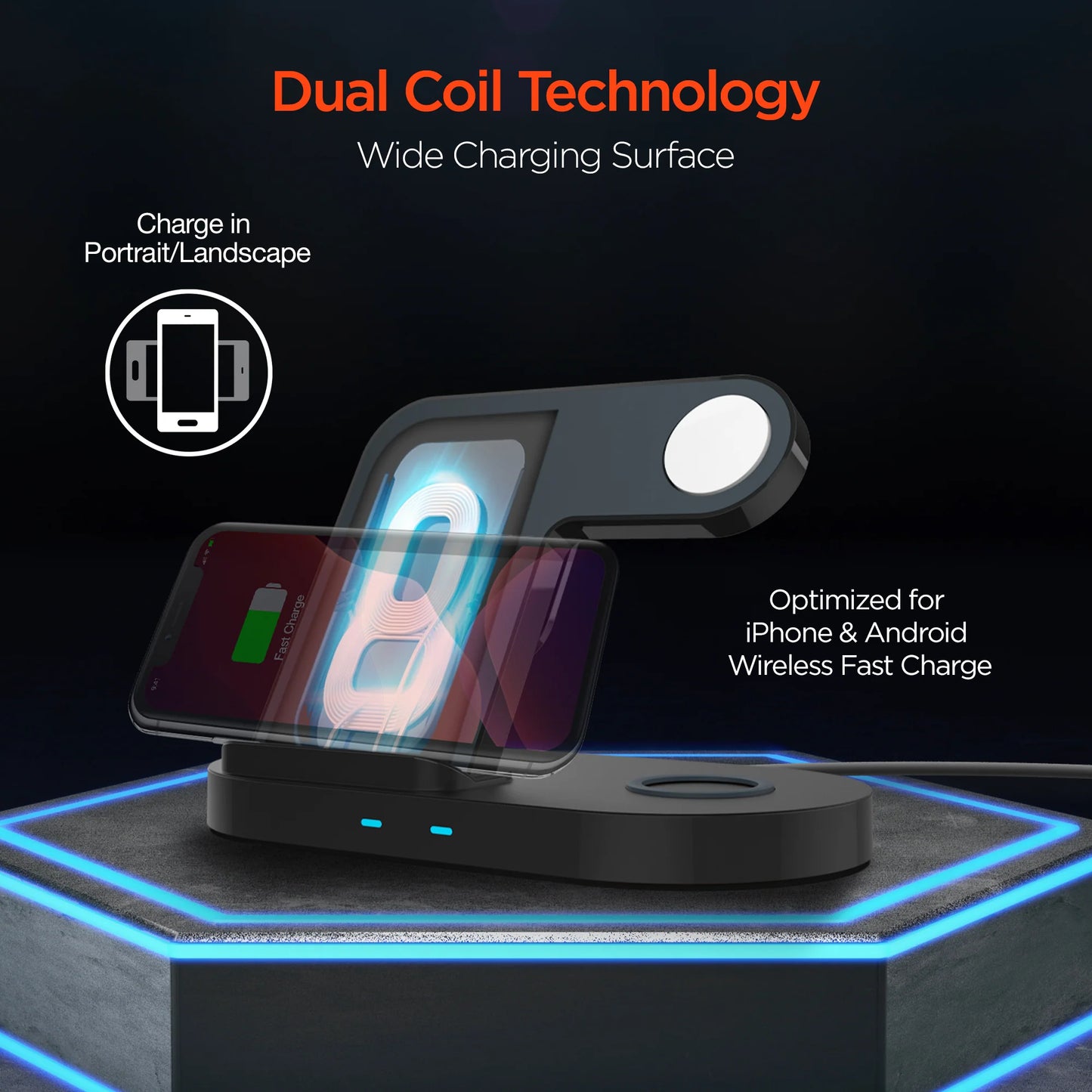 Hypergear 3-In-1 Wireless Charging Dock Black (15328-HYP)