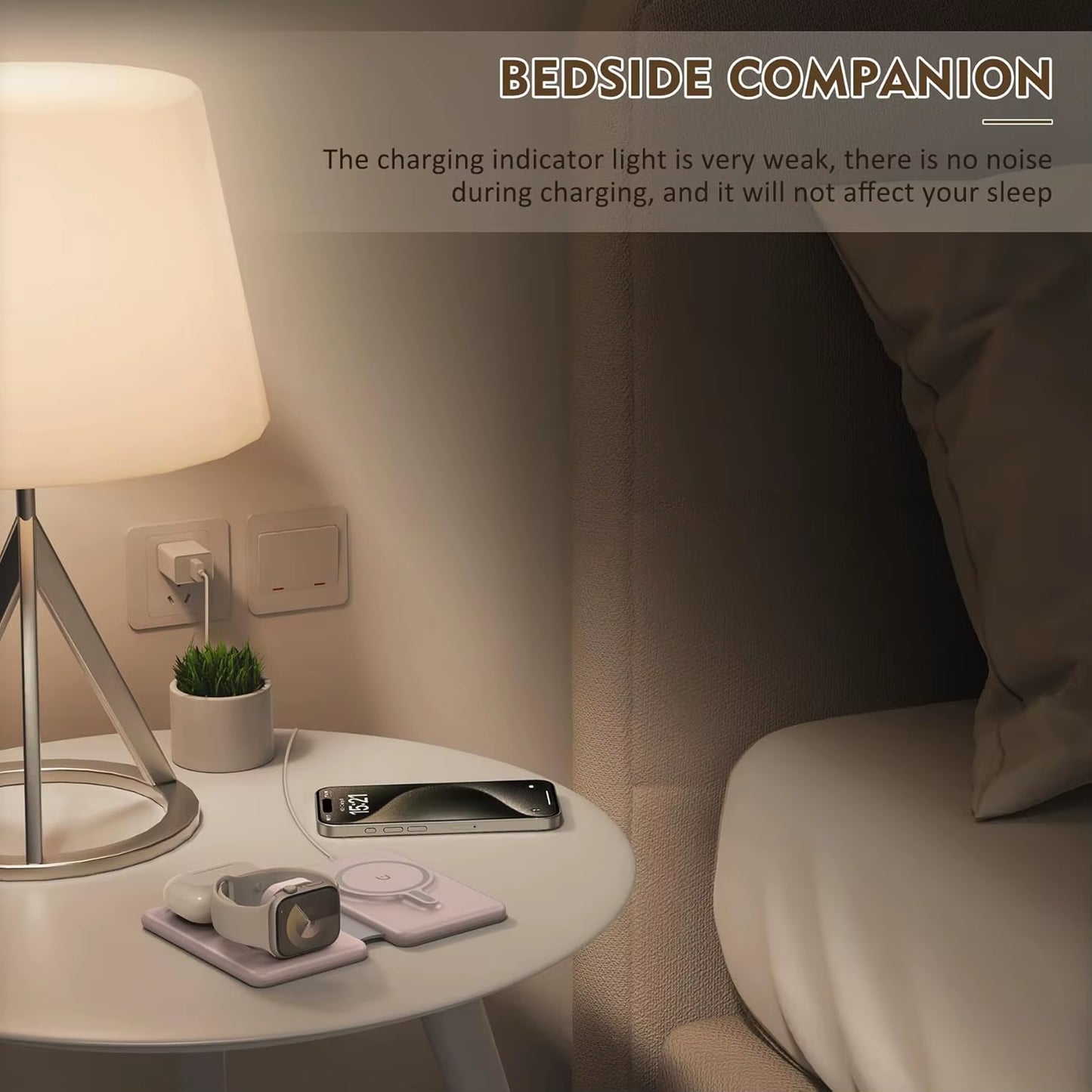Cell Phone Wireless Charger - 3-In-1 Travel Charging Station for Multiple Devices, Portable Foldable Magnetic Charging Pad