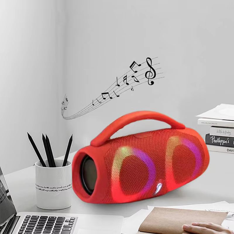 Portable Waterproof High Power Bluetooth Speaker RGB Colorful Light Wireless Subwoofer 360 Stereo Surround TWS FM Boombox