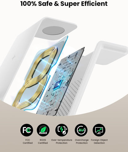 3 in 1 Wireless Charging Station for Apple, Fast Wireless Charger Stand Dock for Iphone 16 15 14 13 12 11 Pro Max plus XR XS X, Apple Watch Ultra/9/Se/8/7/6/5/4/3/2, Airpods Pro/4/3/2