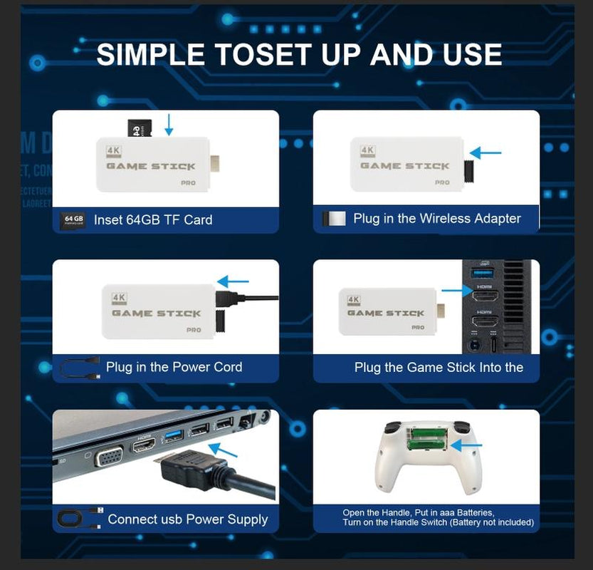 [New Year Sale] 4K HDMI Output - 25000+ Games Wireless Retro Game Console Stick Pro, Retro Plug and Play Video Game Stick, 26 Emulators, 2.4G Wireless Controllers Gaming Usb Game Stick 4K Pro