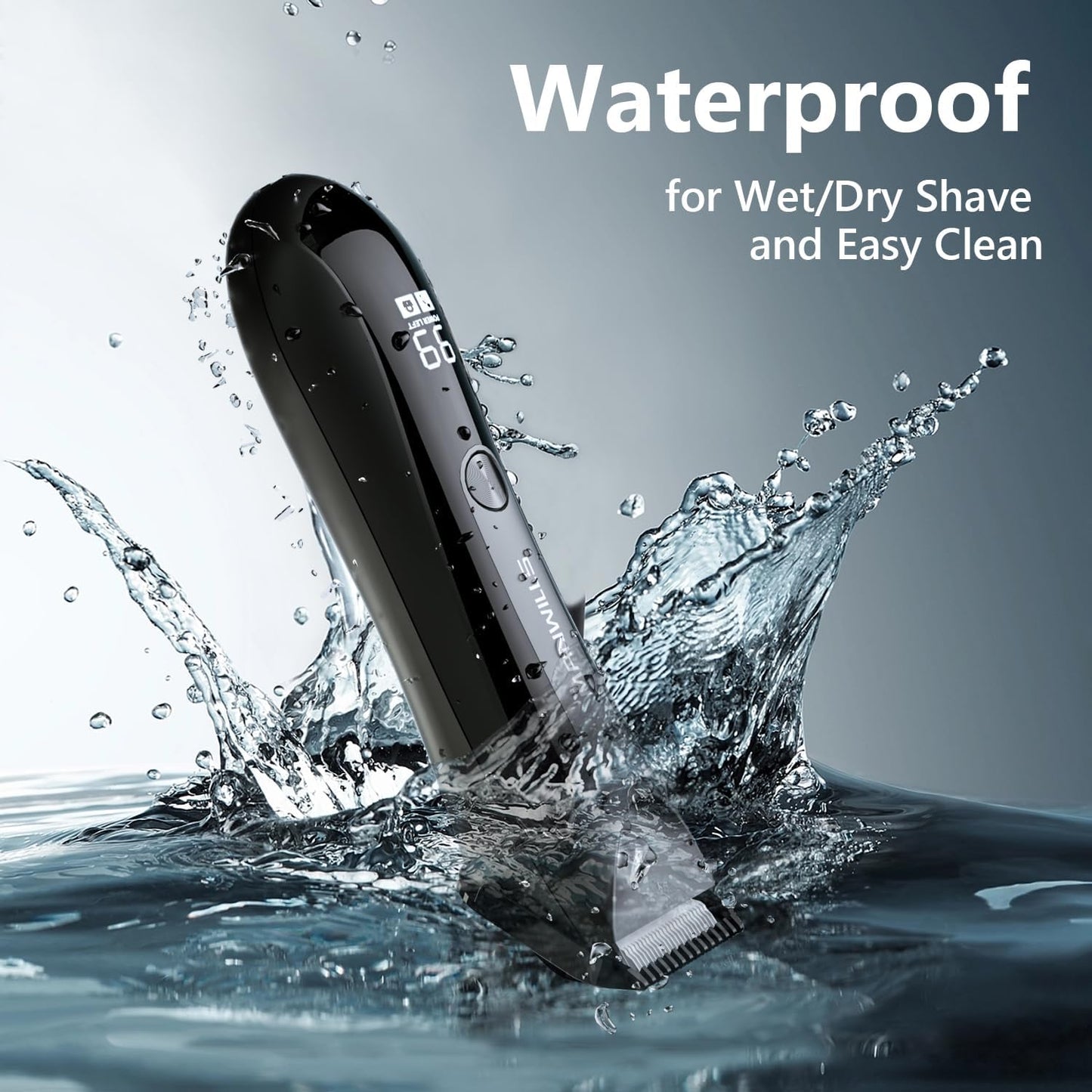 Body Hair Trimmer Men - Ball Trimmer Men, 2 Replaceable Ceramic Blades, Waterproof Pubic Trimmer with Charging Dock, Rechargeable, 7000RPM